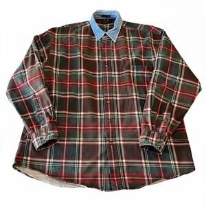Vintage Gant Flannel Plaid Button Down Up Shirt Large Mens Chelsea Twill Brown